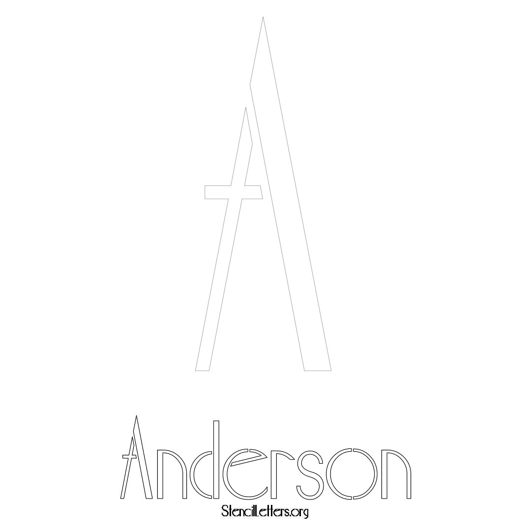 Anderson printable name initial stencil in Art Deco Lettering