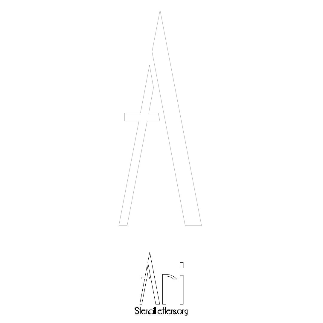Ari printable name initial stencil in Art Deco Lettering
