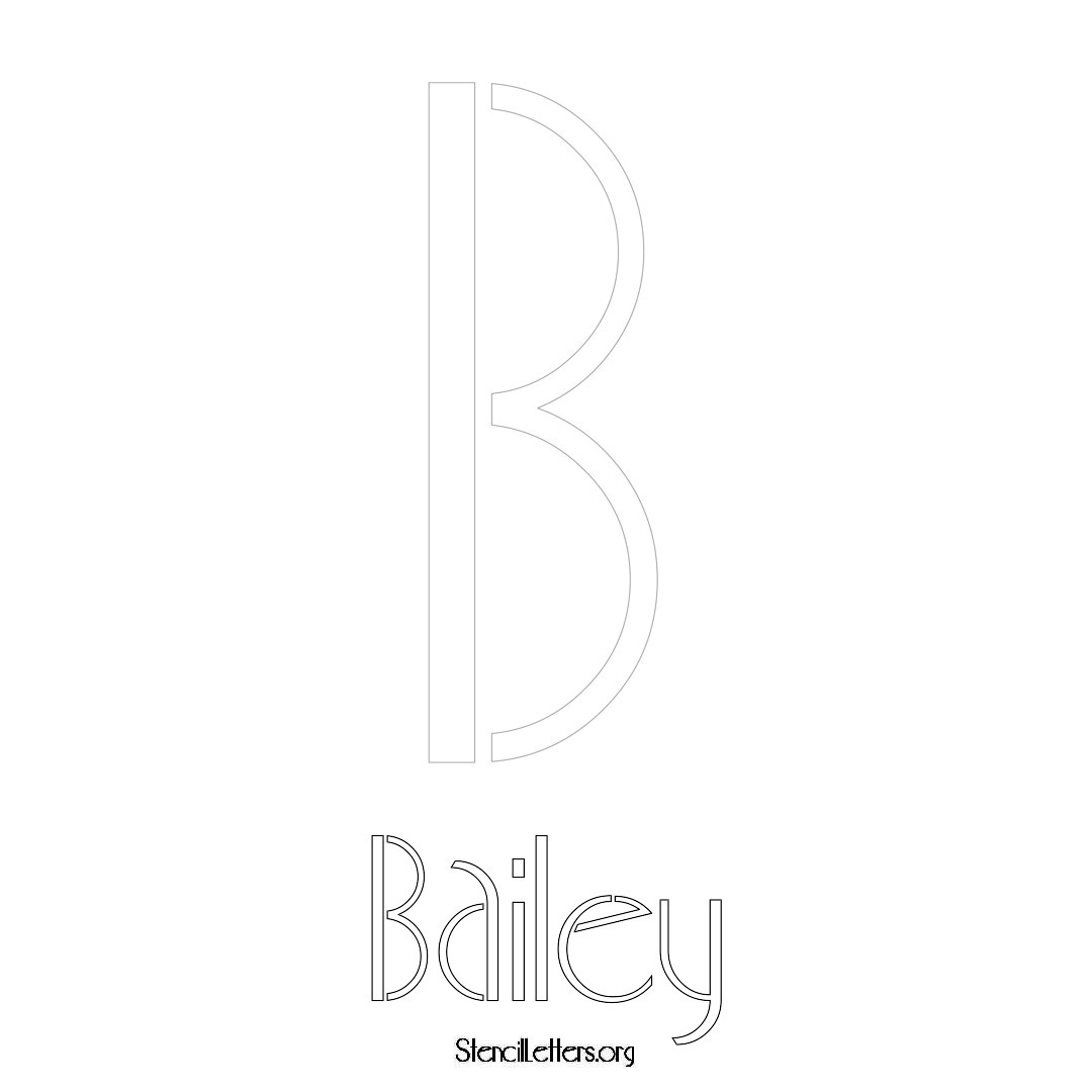 Bailey printable name initial stencil in Art Deco Lettering
