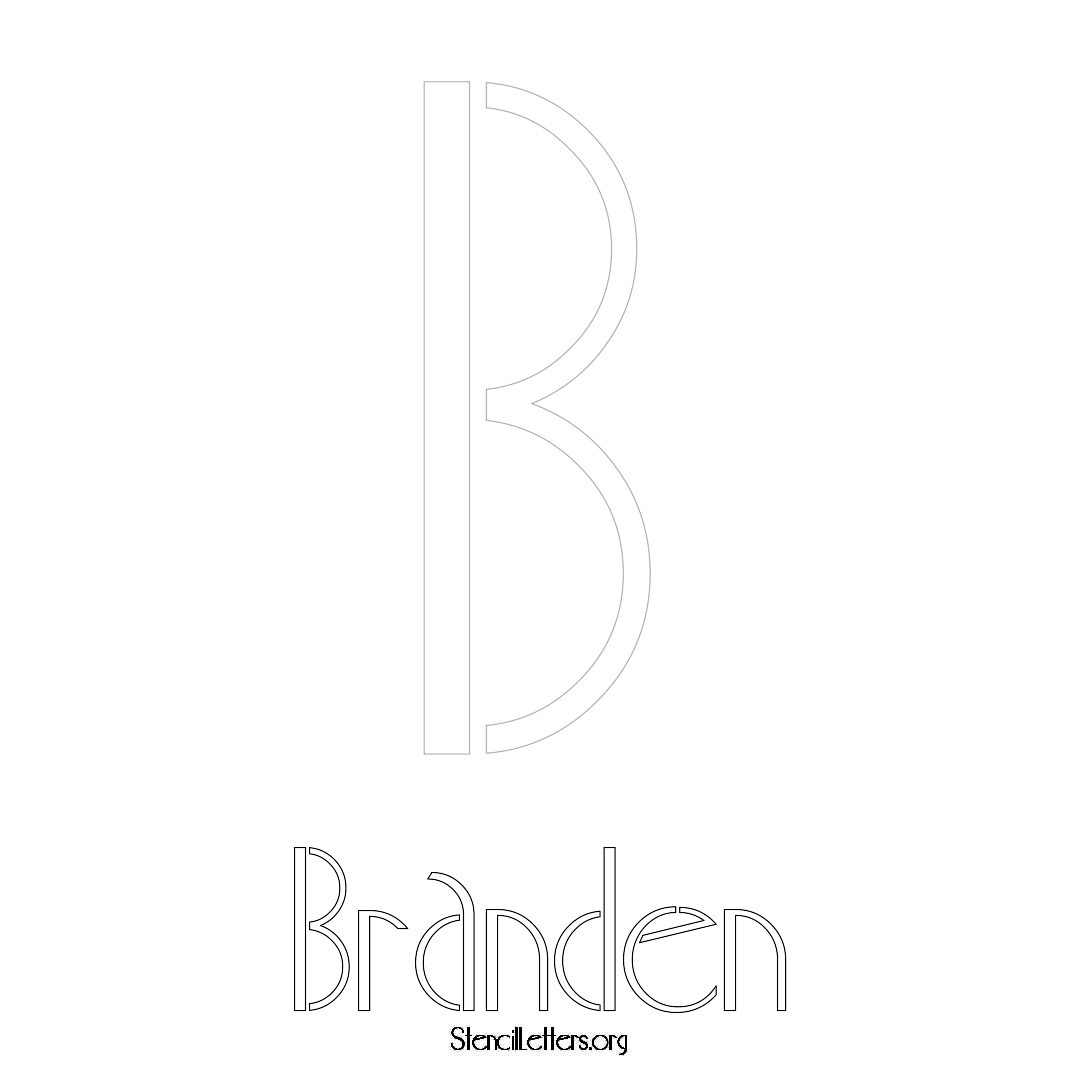 Branden printable name initial stencil in Art Deco Lettering