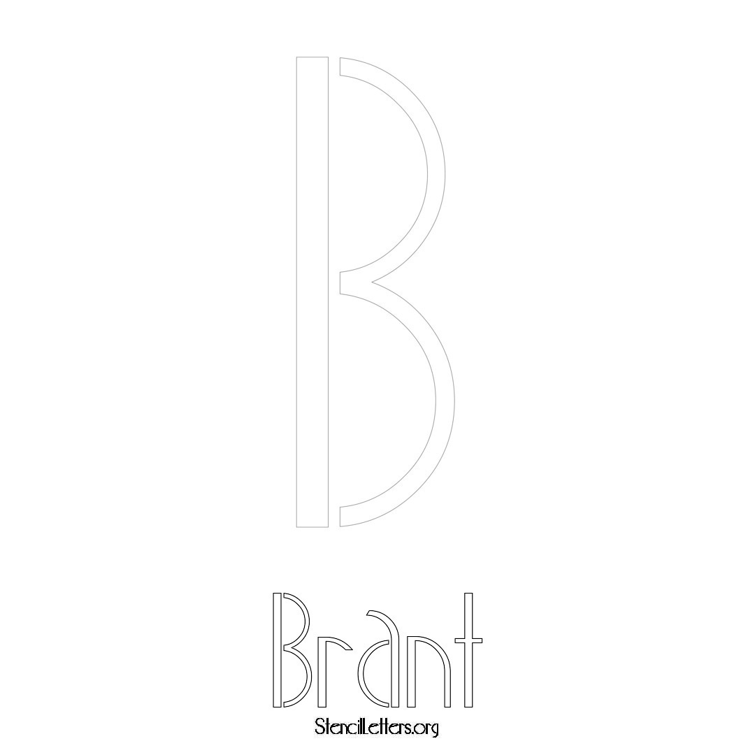 Brant printable name initial stencil in Art Deco Lettering