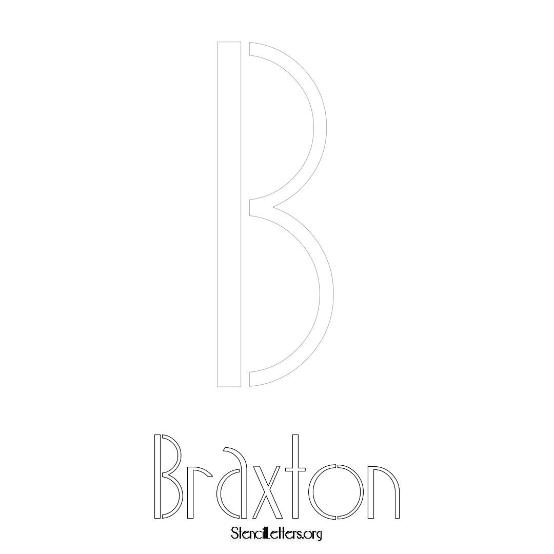 Braxton printable name initial stencil in Art Deco Lettering