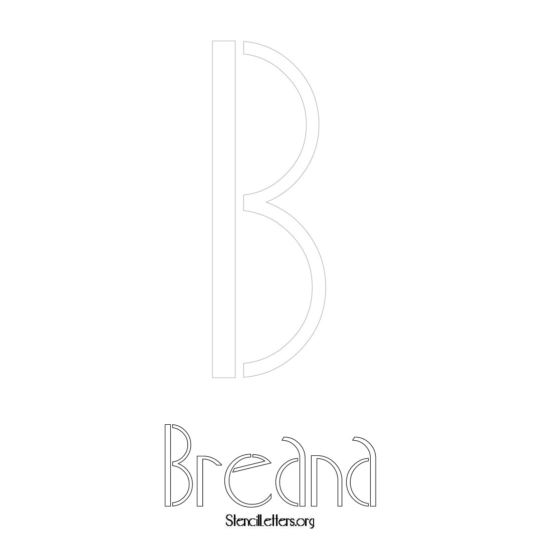 Breana printable name initial stencil in Art Deco Lettering