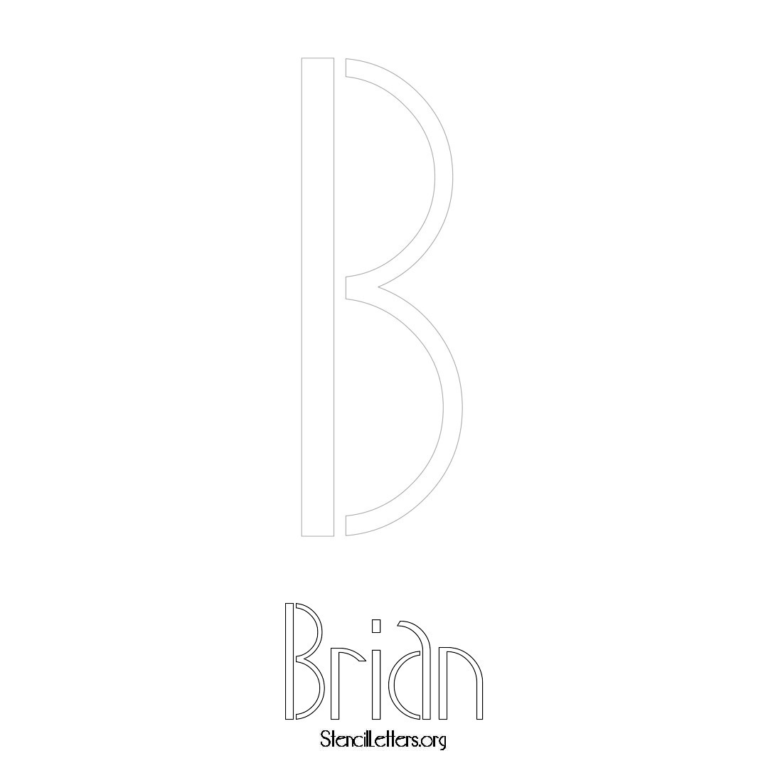 Brian printable name initial stencil in Art Deco Lettering