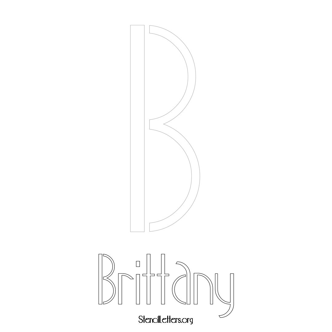 Brittany printable name initial stencil in Art Deco Lettering
