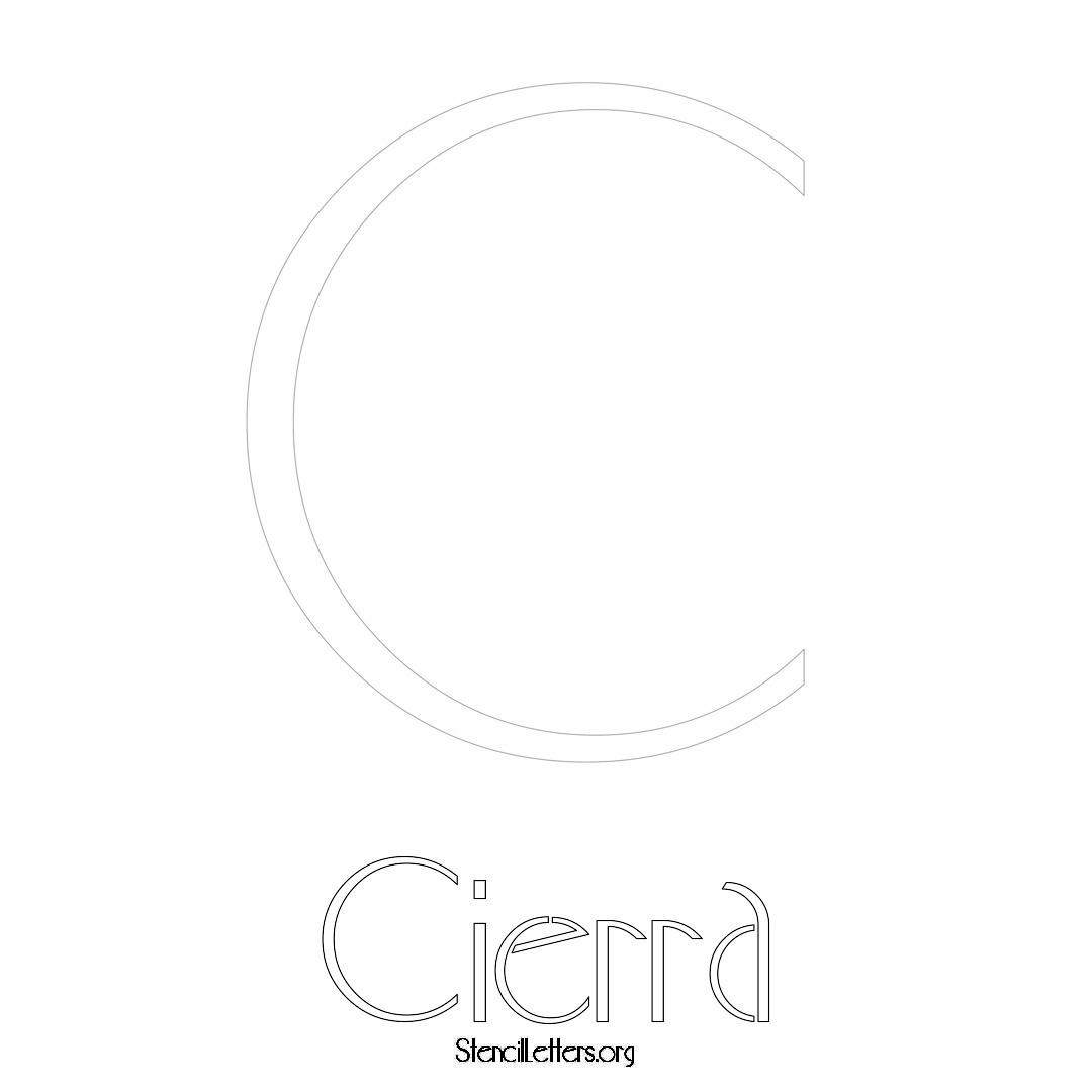 Cierra printable name initial stencil in Art Deco Lettering