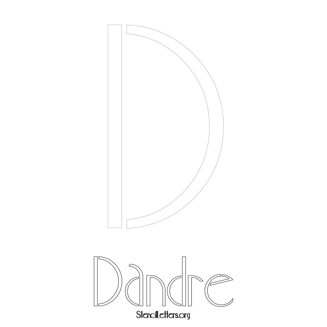 Dandre printable name initial stencil in Art Deco Lettering