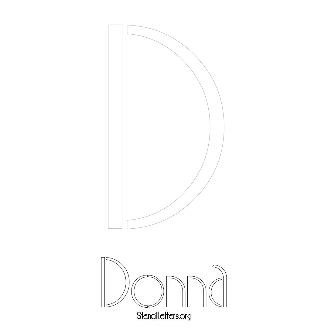 Donna printable name initial stencil in Art Deco Lettering