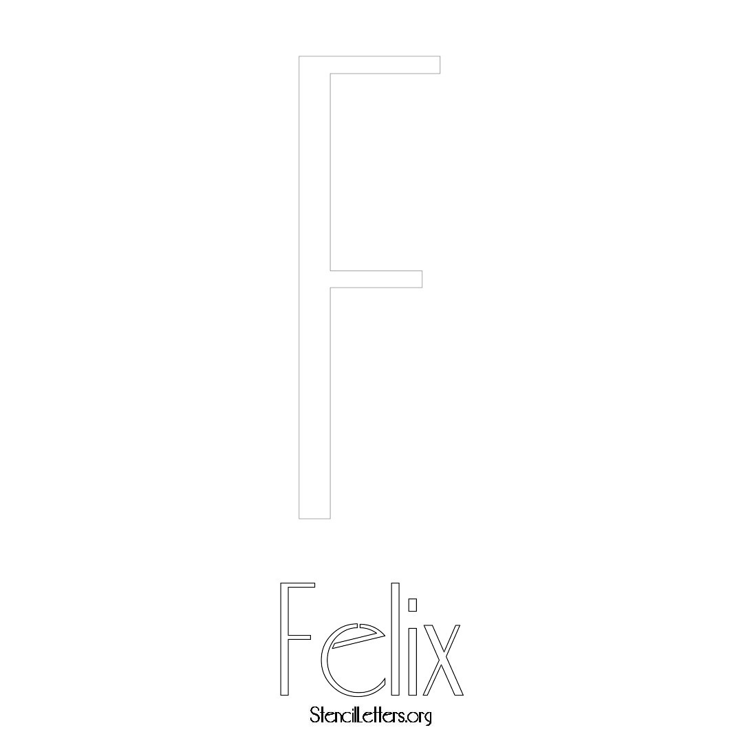 Felix printable name initial stencil in Art Deco Lettering