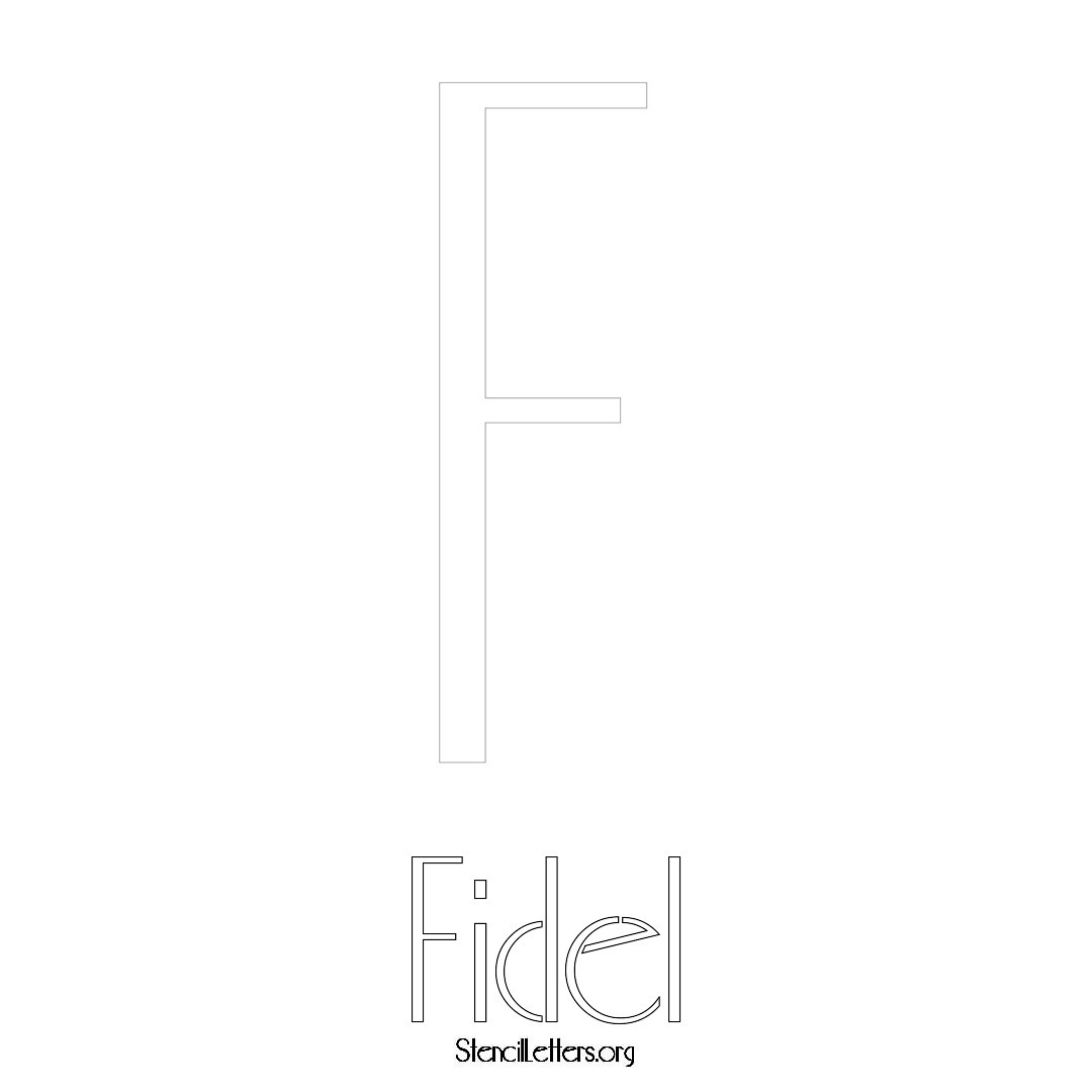 Fidel printable name initial stencil in Art Deco Lettering