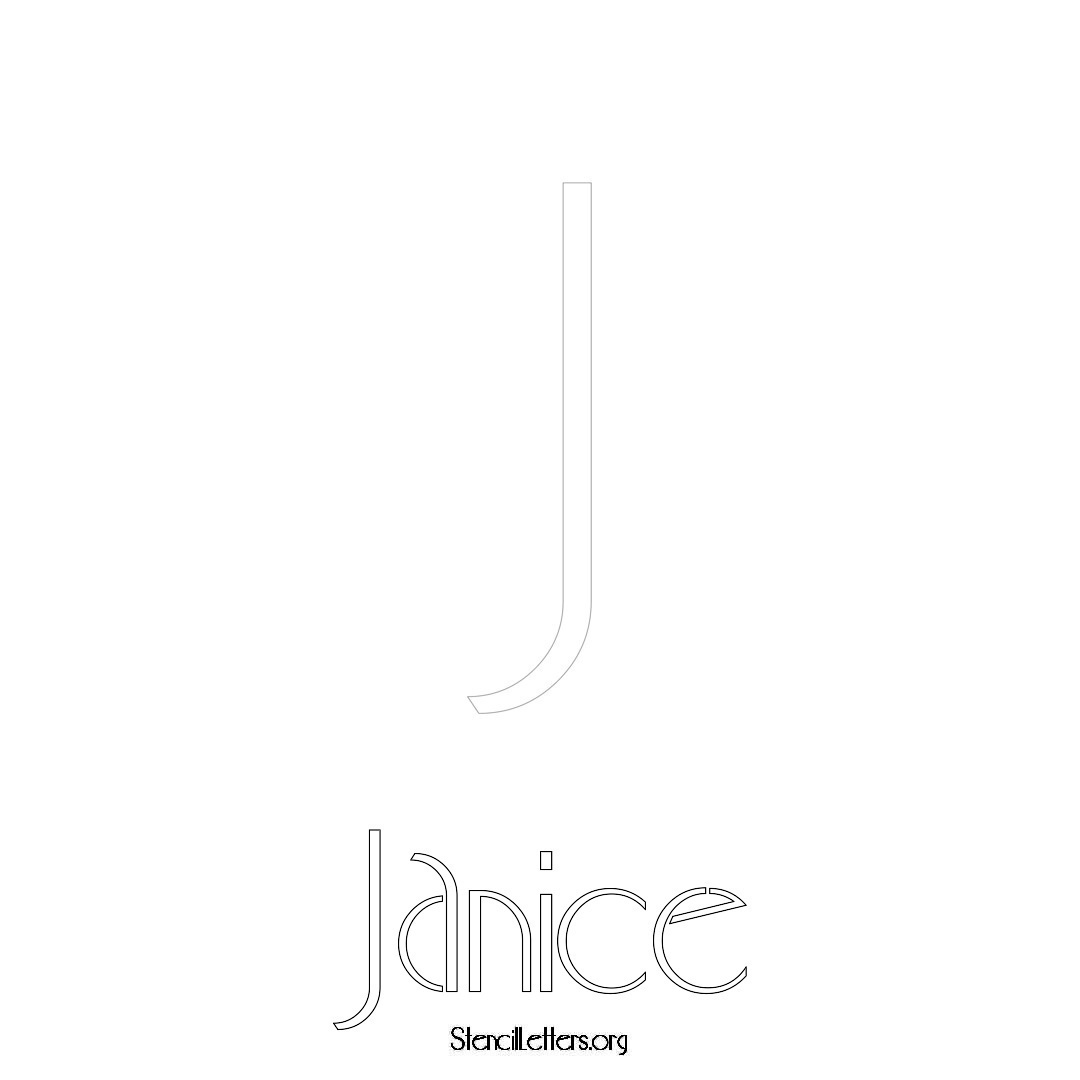 Janice printable name initial stencil in Art Deco Lettering