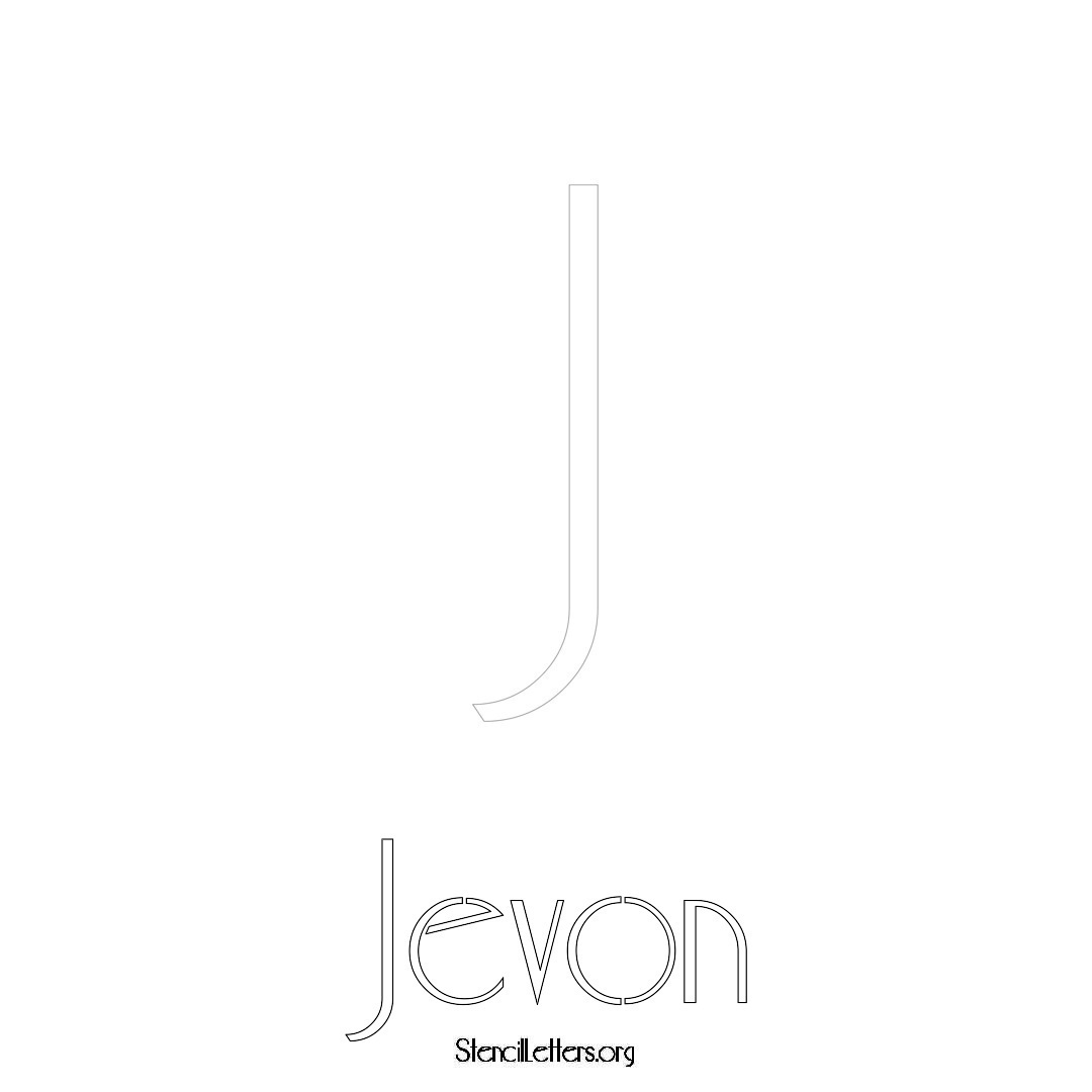 Jevon printable name initial stencil in Art Deco Lettering