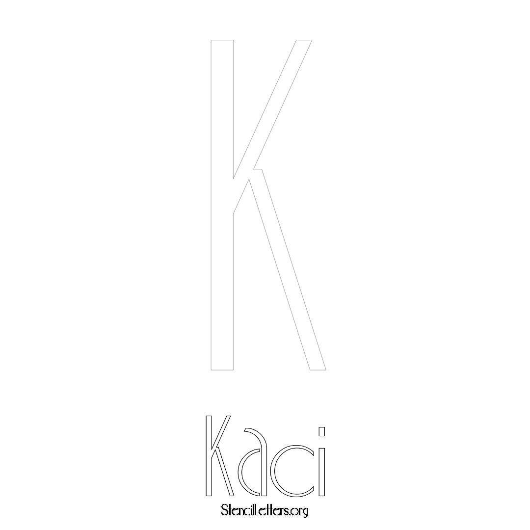 Kaci printable name initial stencil in Art Deco Lettering