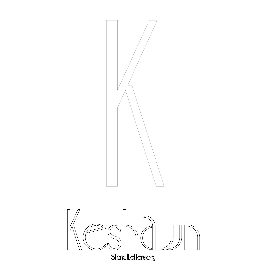 Keshawn printable name initial stencil in Art Deco Lettering