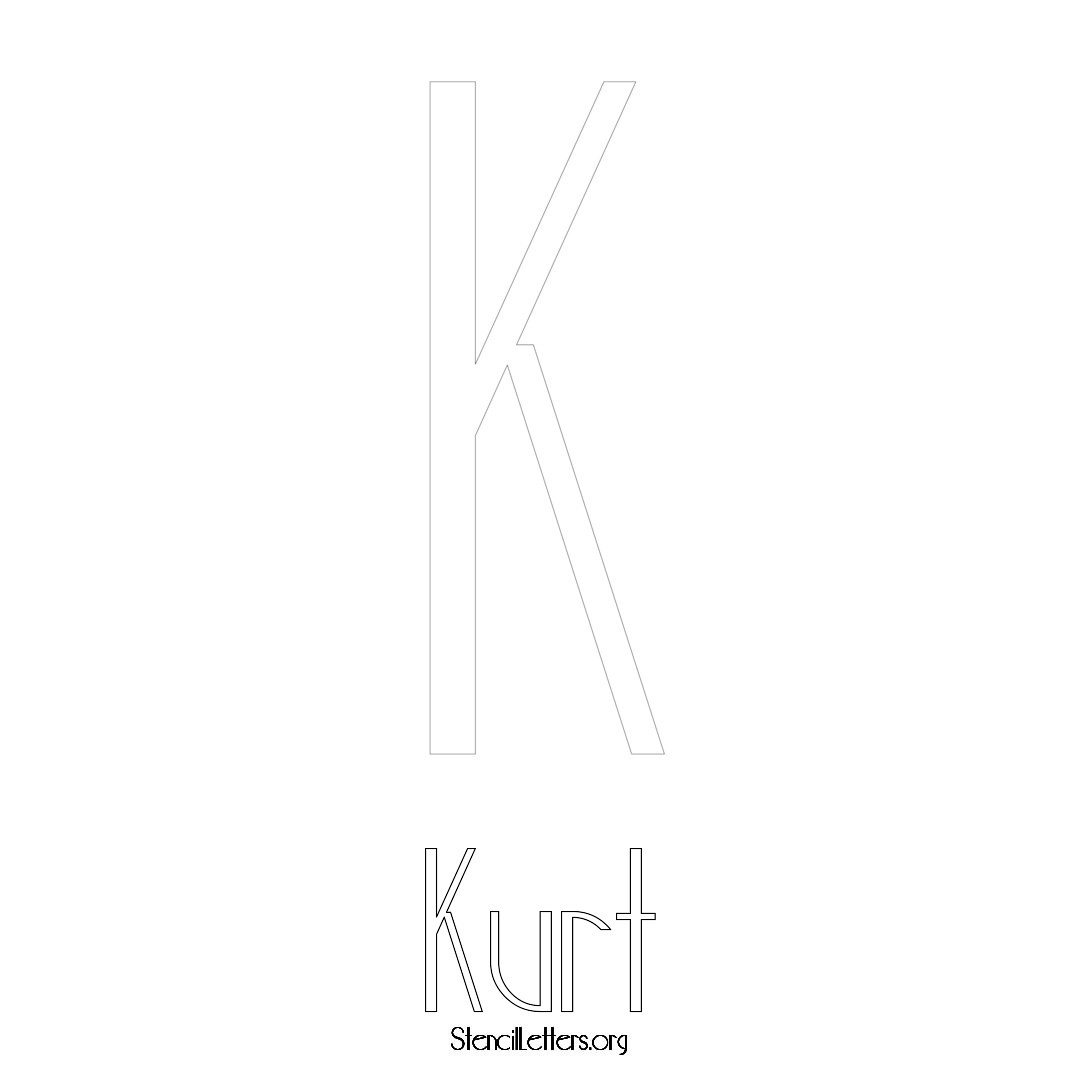 Kurt printable name initial stencil in Art Deco Lettering