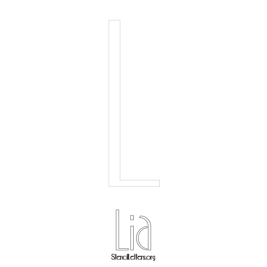 Lia printable name initial stencil in Art Deco Lettering