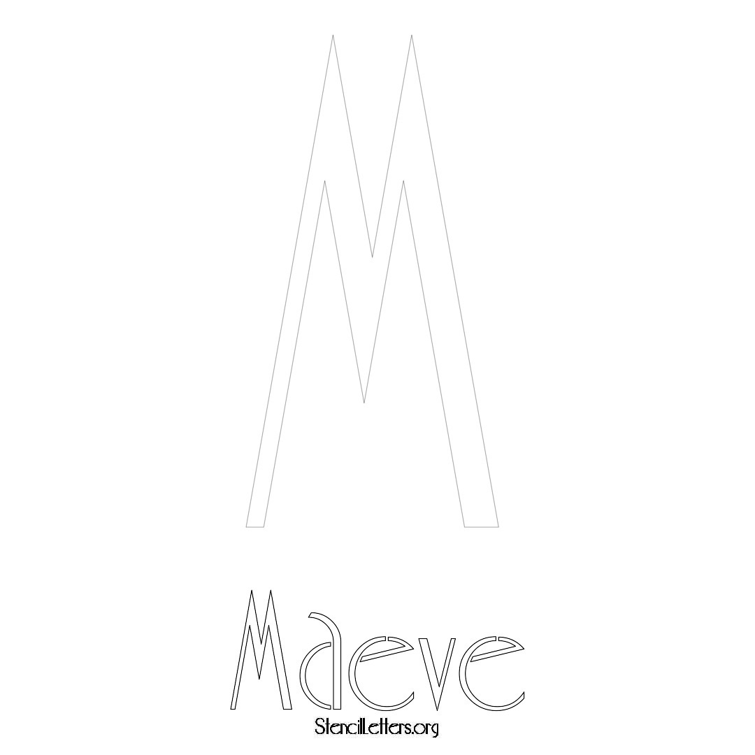 Maeve printable name initial stencil in Art Deco Lettering