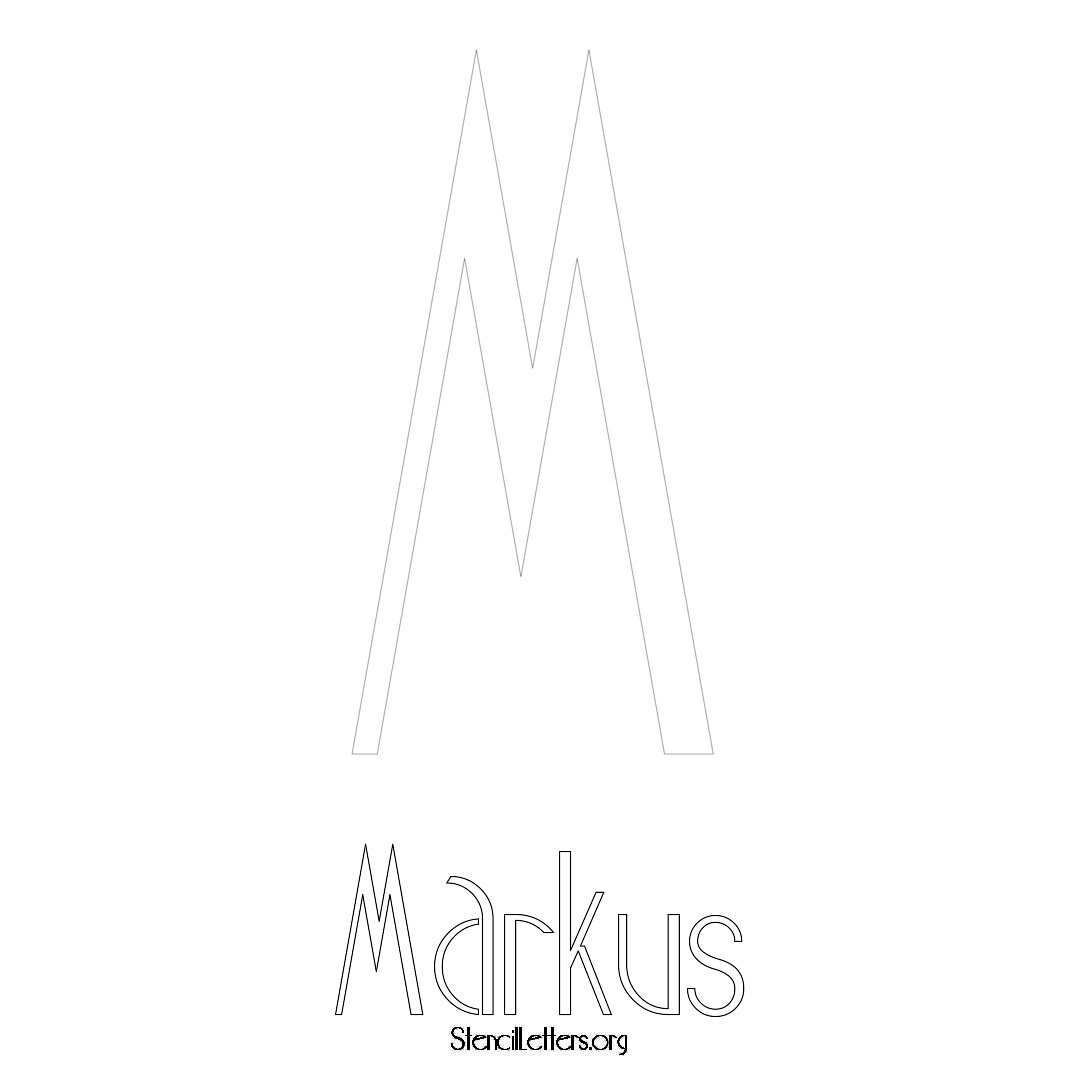 Markus printable name initial stencil in Art Deco Lettering