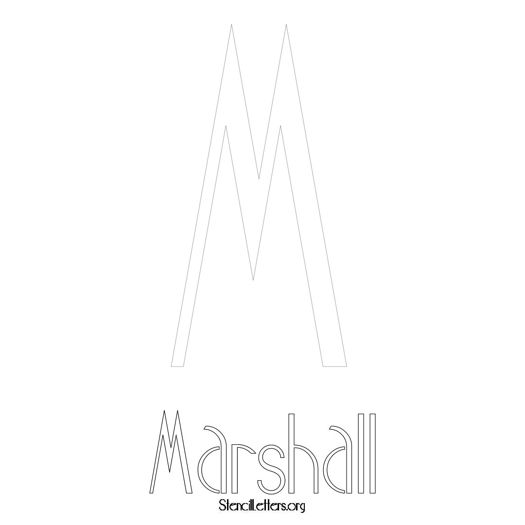 Marshall printable name initial stencil in Art Deco Lettering