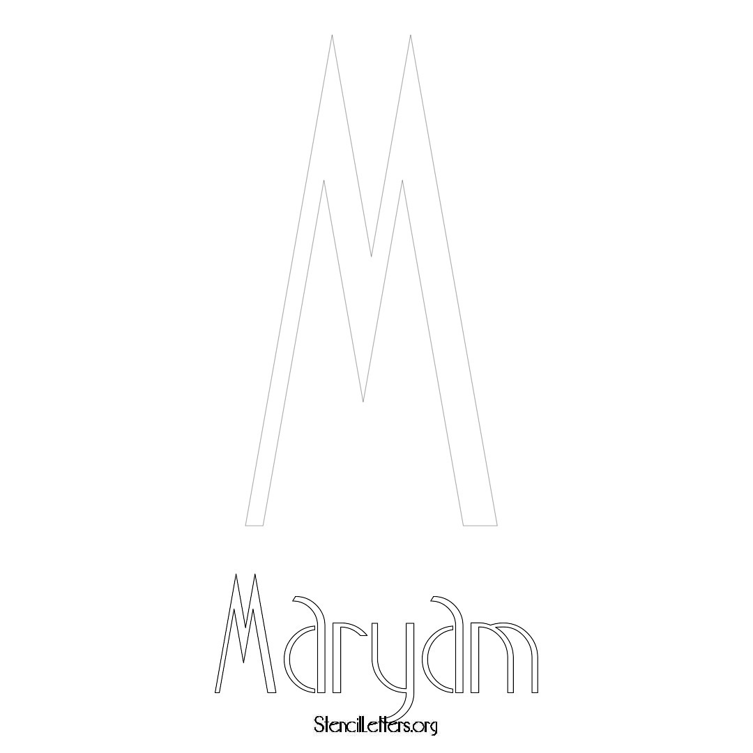Maryam printable name initial stencil in Art Deco Lettering