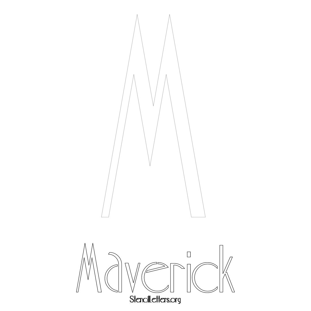 Maverick printable name initial stencil in Art Deco Lettering