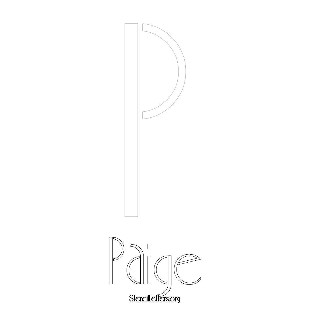 Paige printable name initial stencil in Art Deco Lettering