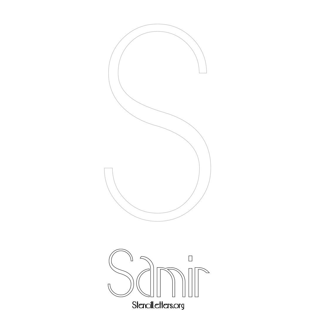 Samir printable name initial stencil in Art Deco Lettering