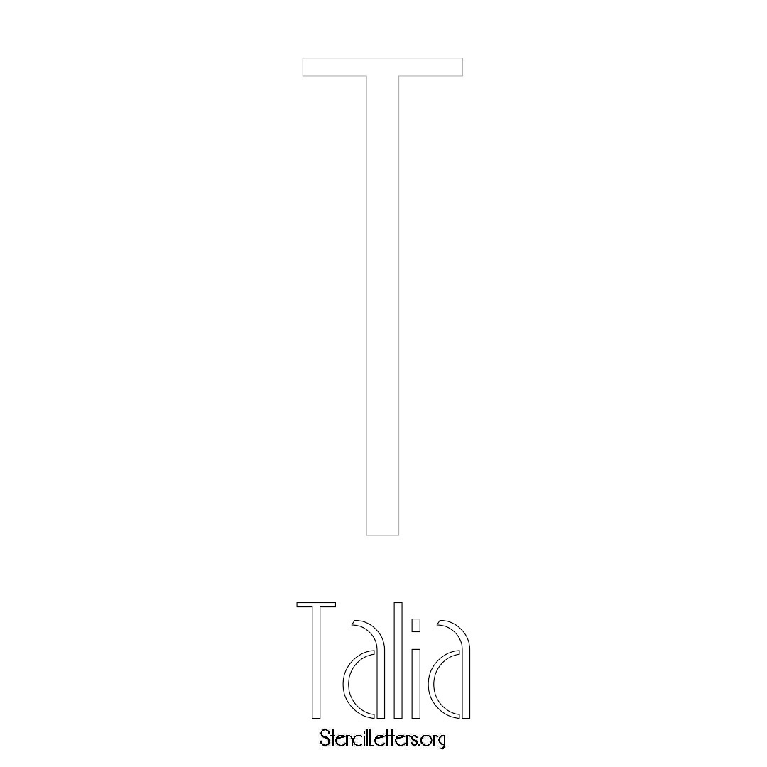 Talia printable name initial stencil in Art Deco Lettering