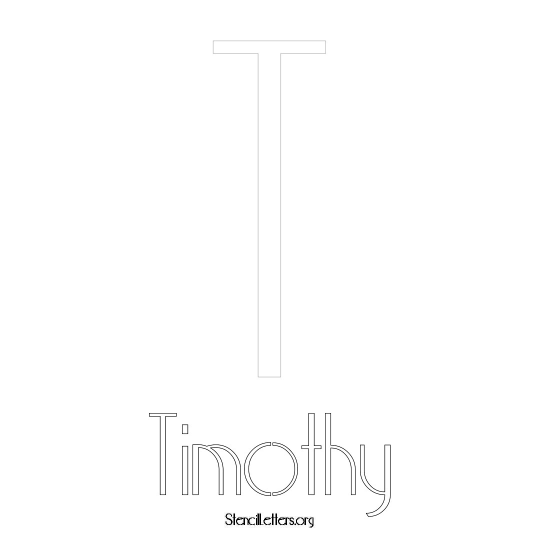 Timothy printable name initial stencil in Art Deco Lettering