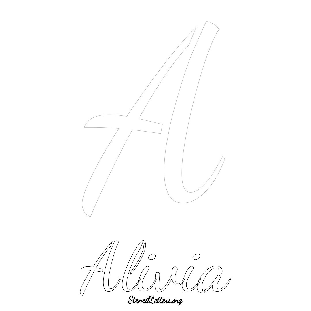 Alivia printable name initial stencil in Cursive Script Lettering