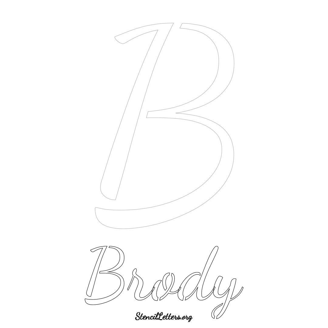 Brody printable name initial stencil in Cursive Script Lettering