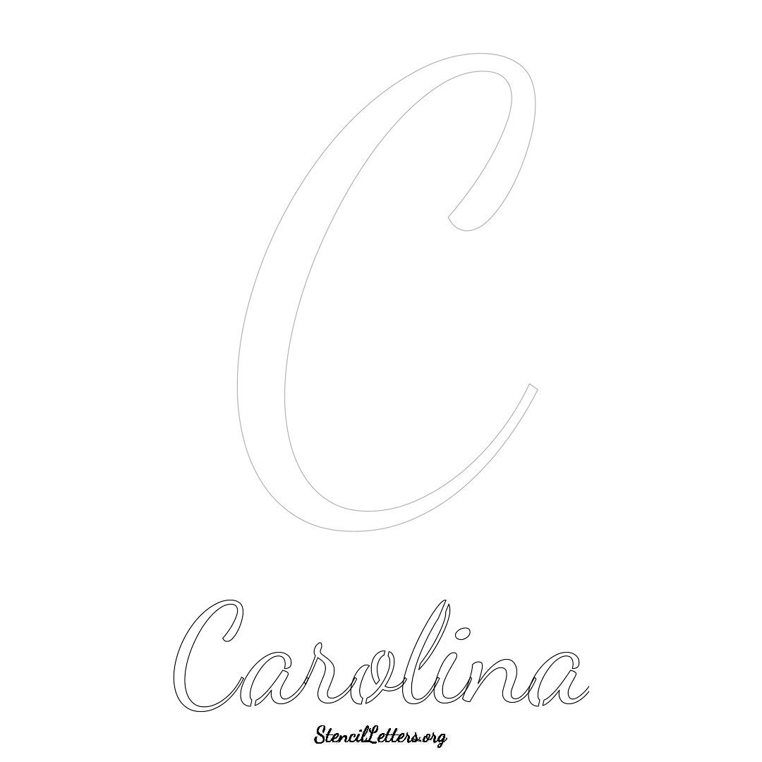 Carolina printable name initial stencil in Cursive Script Lettering