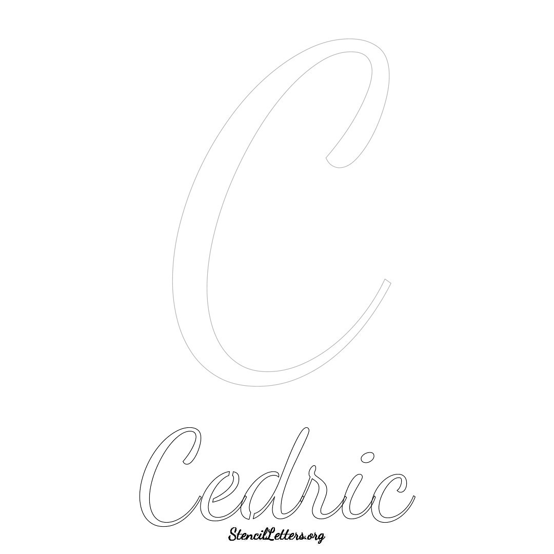 Cedric printable name initial stencil in Cursive Script Lettering