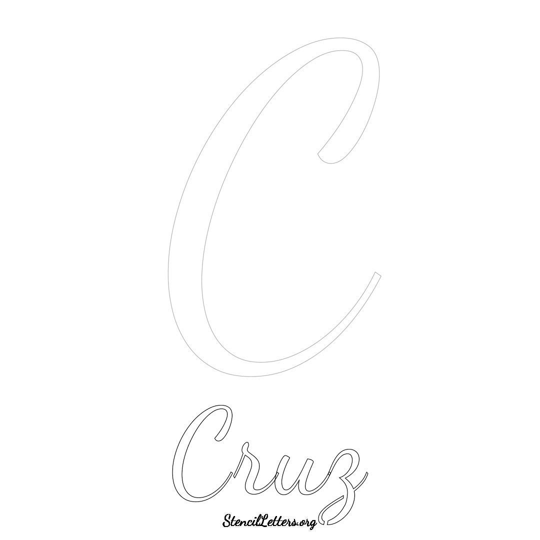 Cruz printable name initial stencil in Cursive Script Lettering