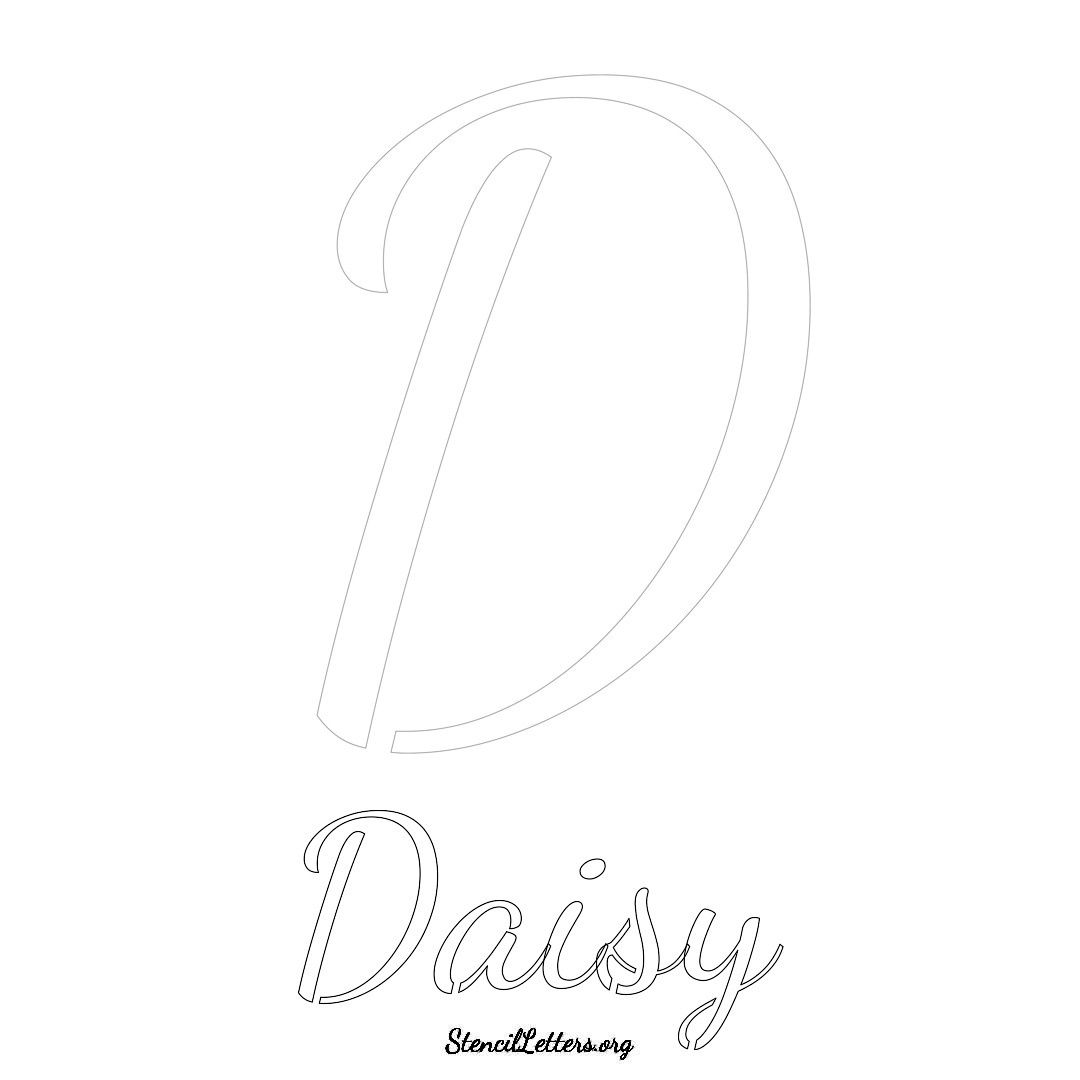 Daisy printable name initial stencil in Cursive Script Lettering