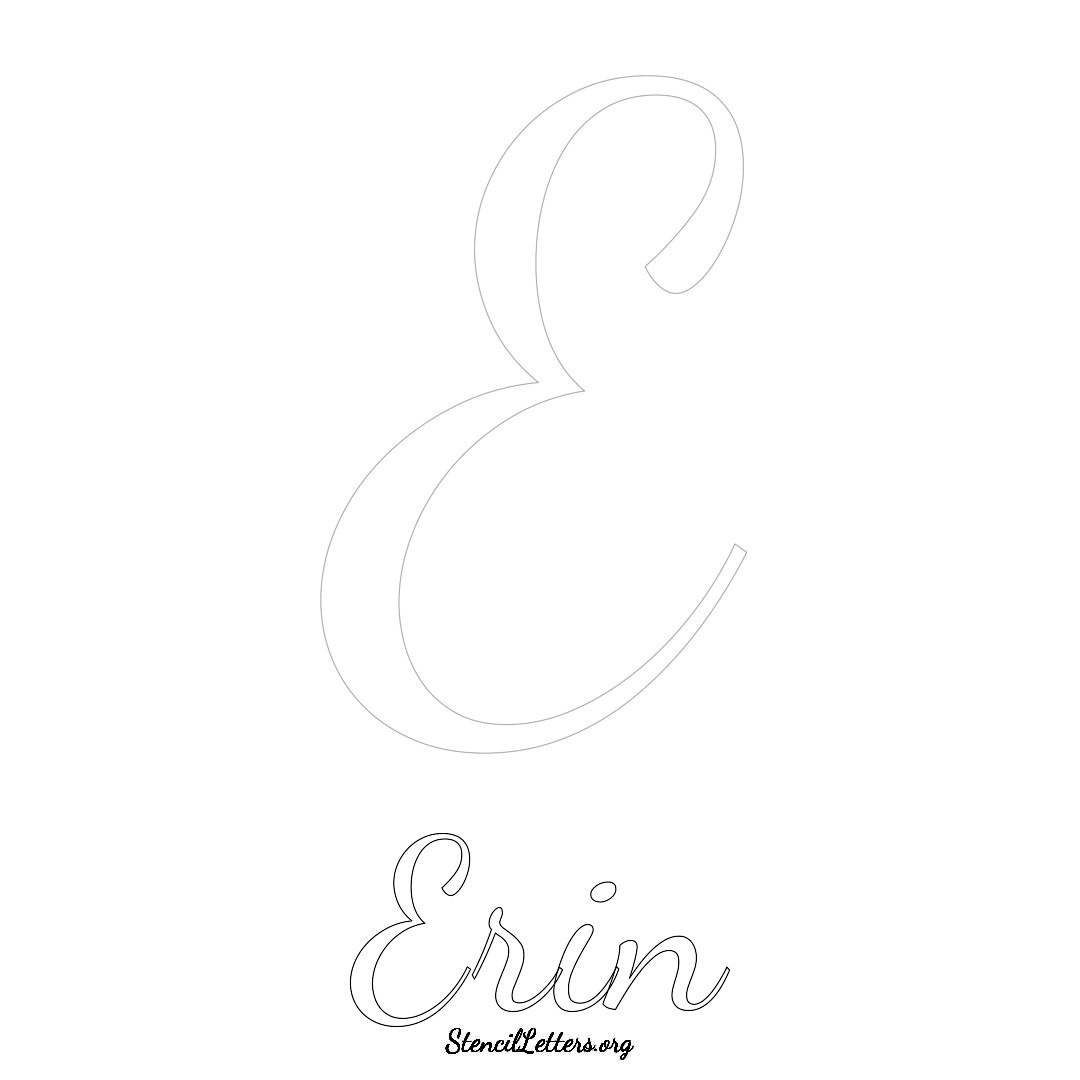 Erin printable name initial stencil in Cursive Script Lettering