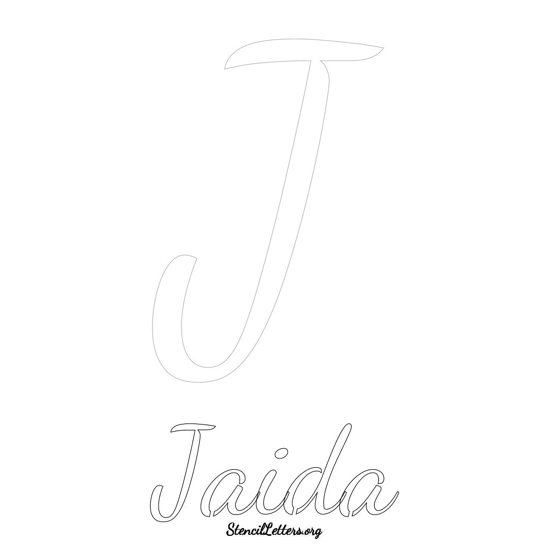 Jaida printable name initial stencil in Cursive Script Lettering