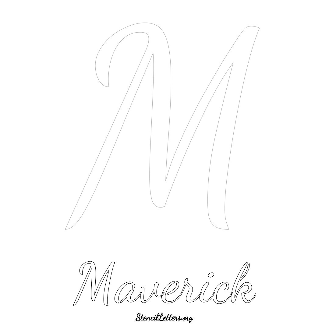 Maverick printable name initial stencil in Cursive Script Lettering