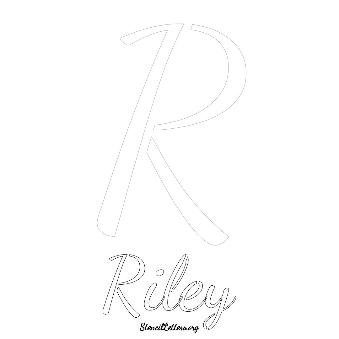 Riley printable name initial stencil in Cursive Script Lettering