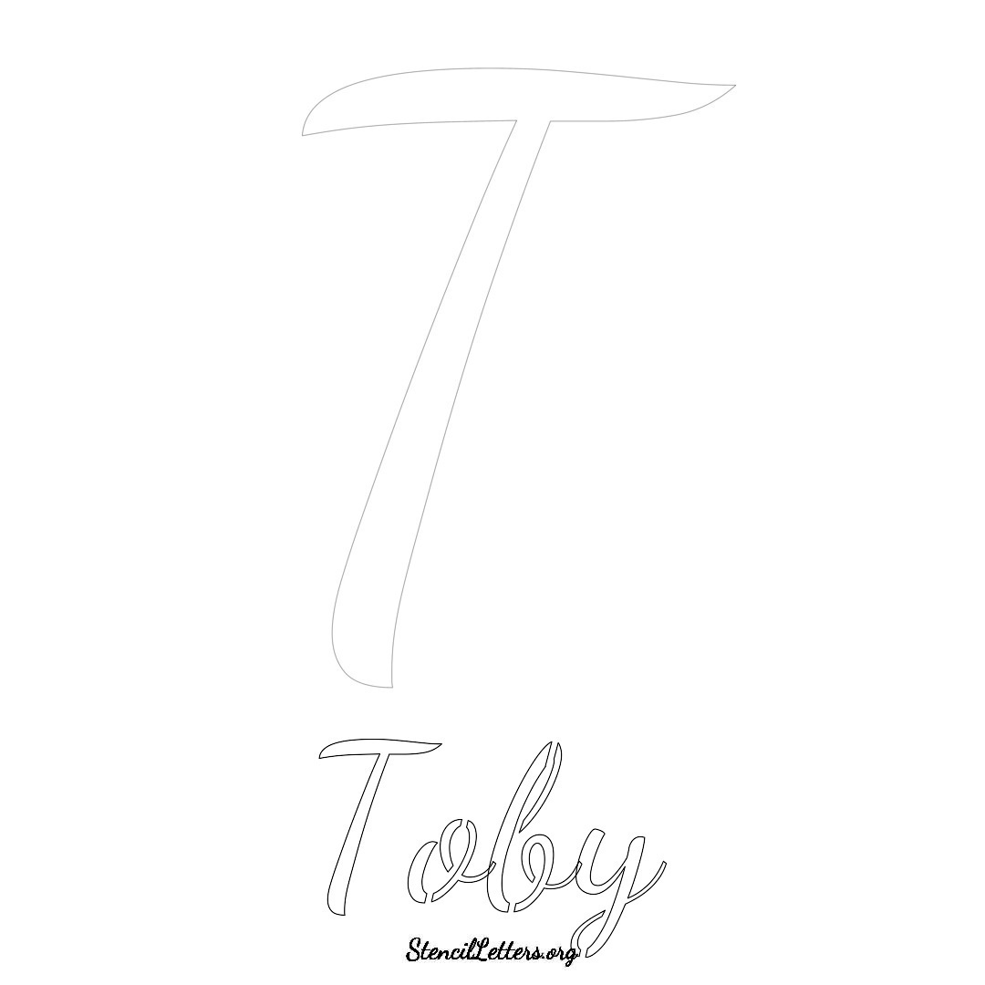 Toby printable name initial stencil in Cursive Script Lettering