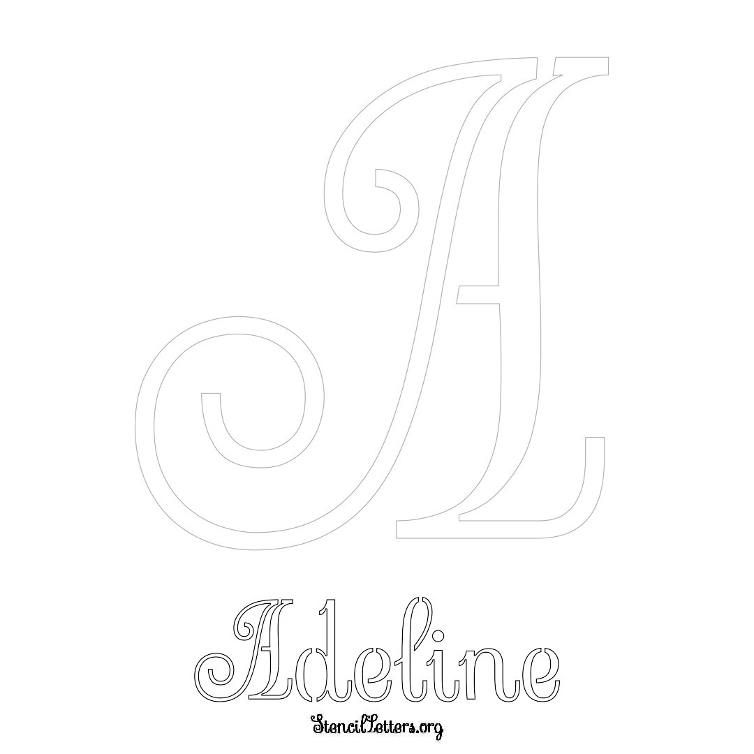 Adeline printable name initial stencil in Ornamental Cursive Lettering