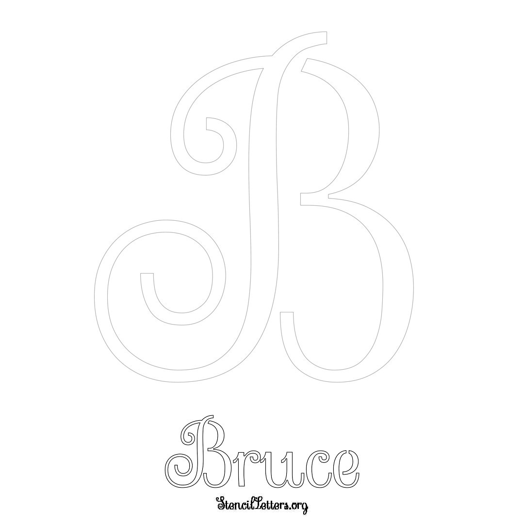 Bruce printable name initial stencil in Ornamental Cursive Lettering