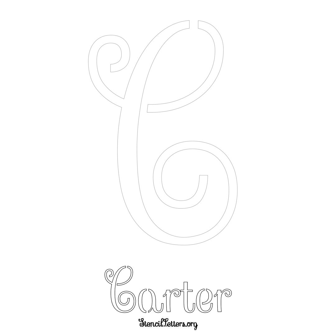 Carter printable name initial stencil in Ornamental Cursive Lettering