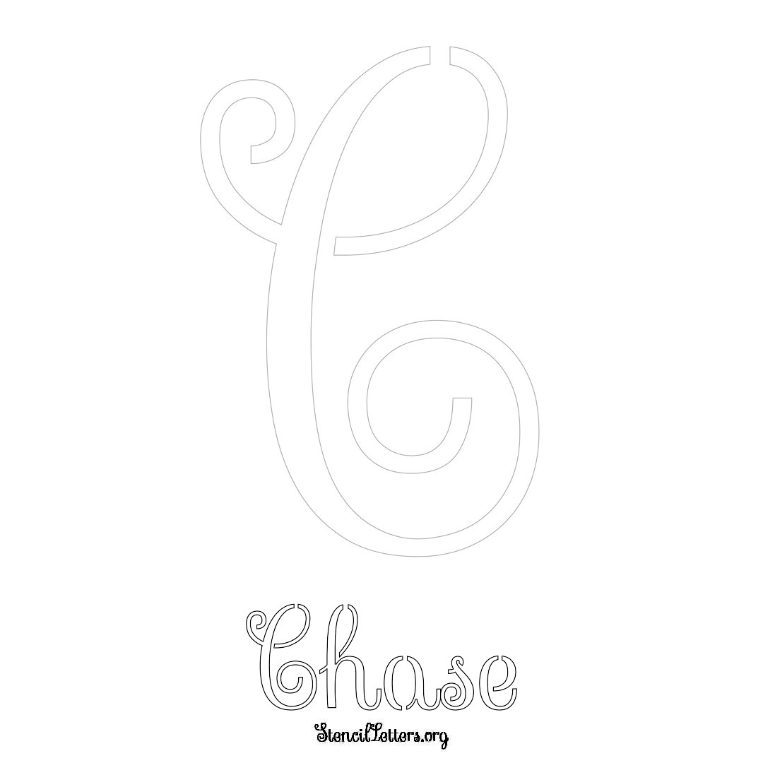 Chase printable name initial stencil in Ornamental Cursive Lettering
