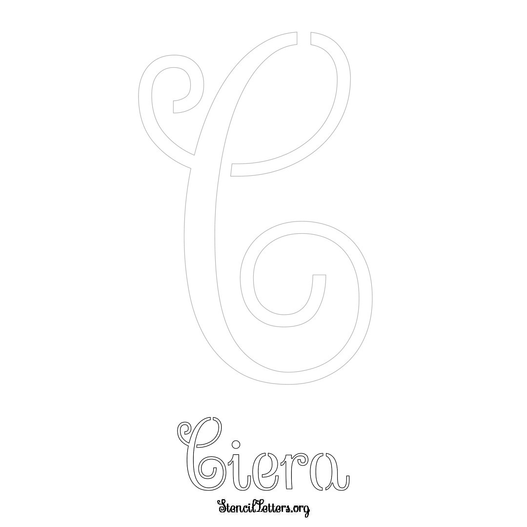 Ciera printable name initial stencil in Ornamental Cursive Lettering