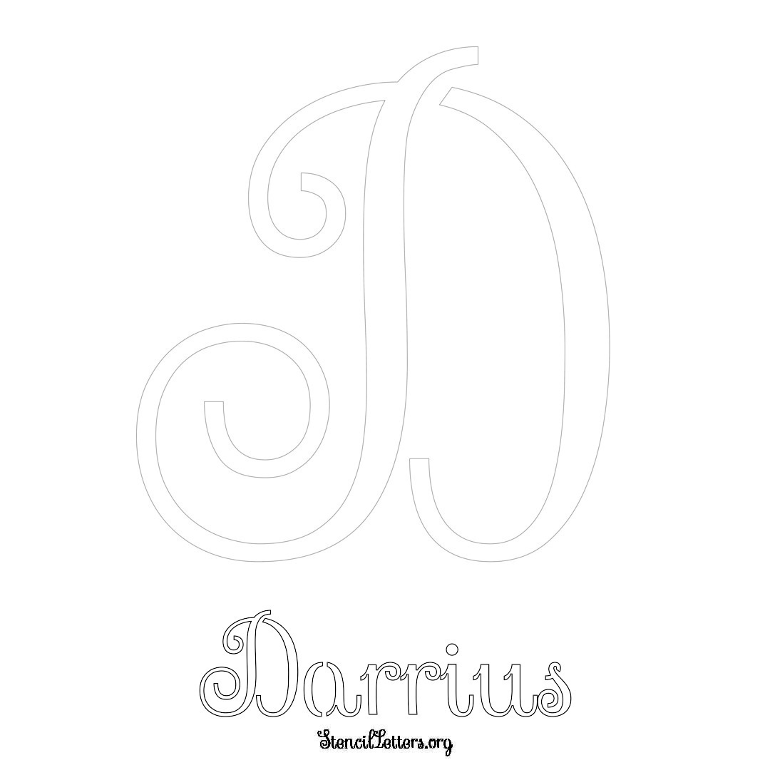 Darrius printable name initial stencil in Ornamental Cursive Lettering