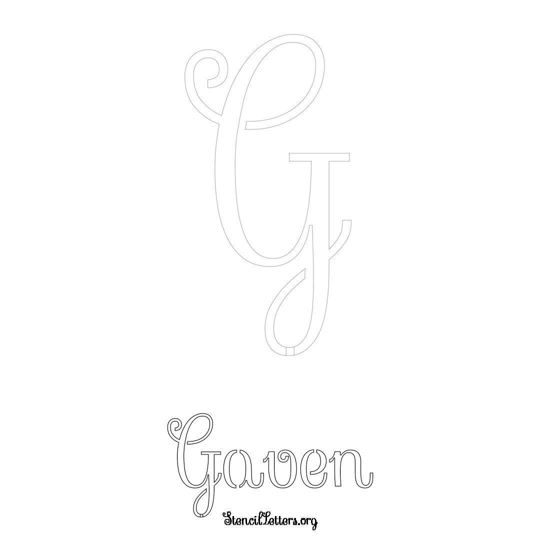 Gaven printable name initial stencil in Ornamental Cursive Lettering