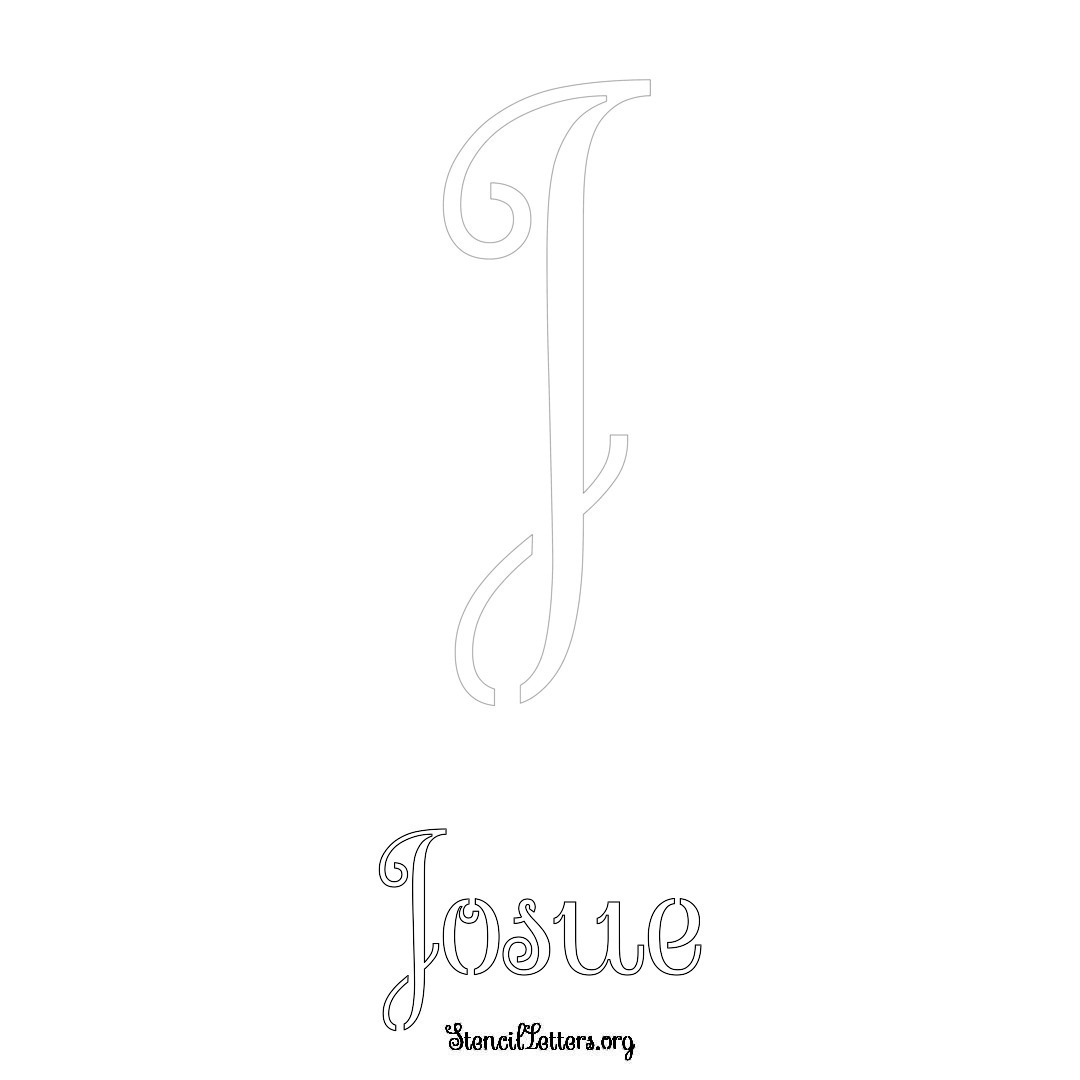 Josue printable name initial stencil in Ornamental Cursive Lettering