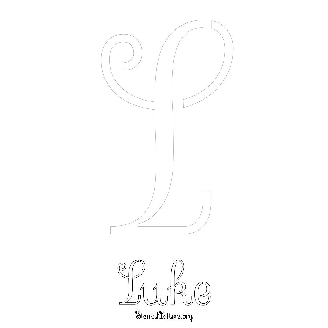Luke printable name initial stencil in Ornamental Cursive Lettering