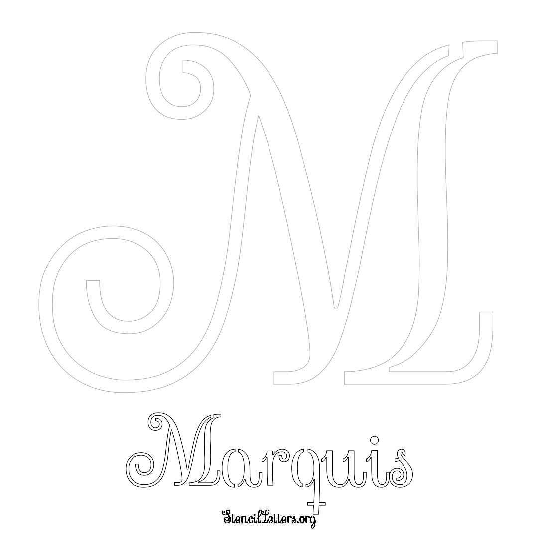 Marquis printable name initial stencil in Ornamental Cursive Lettering